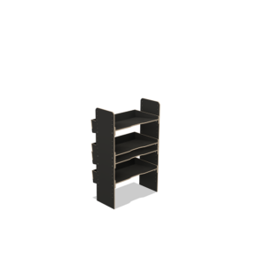 Scaffale universale per furgone in legno (1190x750x430mm) – 4 ripiani inclinati