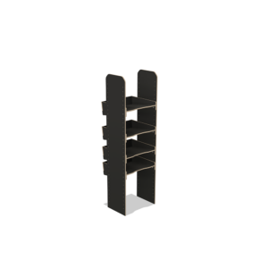 Scaffale universale per furgone in legno (1650x500x430mm) – 4 ripiani inclinati